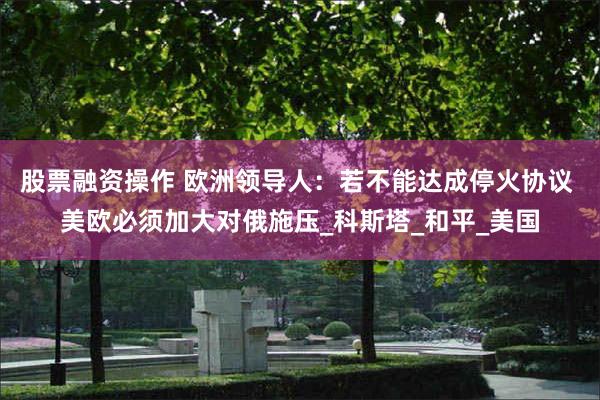 股票融资操作 欧洲领导人：若不能达成停火协议 美欧必须加大对俄施压_科斯塔_和平_美国